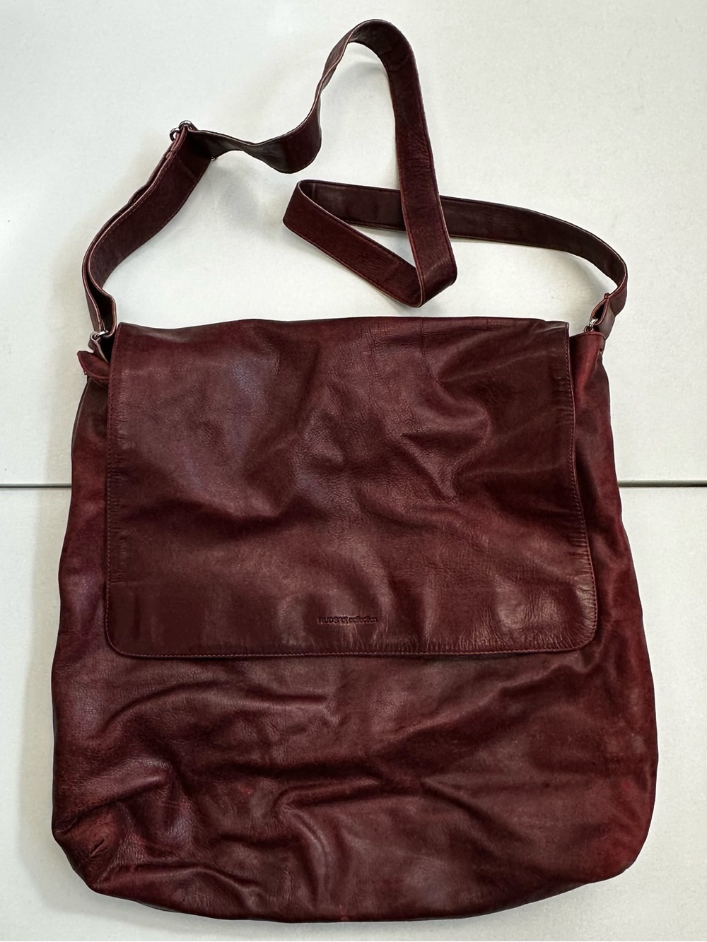 RUDSAK Collection Burgundy Leather Crossbody Shoulder Bag Distressed